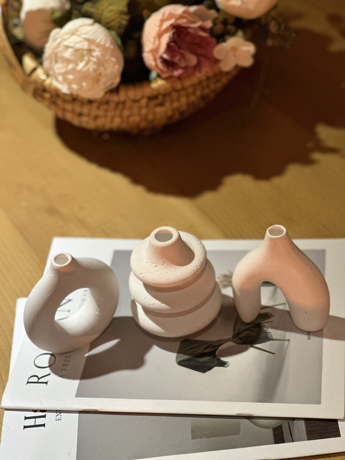 3'lü Modern Dekoratif Vazo Seti – Taş Tozu El Yapımı Minimal Biblo Salon Ev Ofis Dekoru